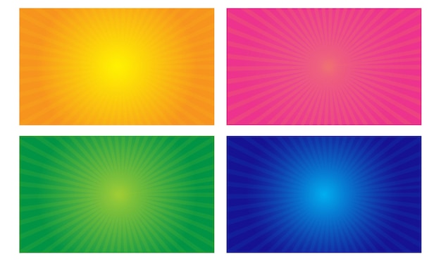 Vector colorful set of pop sunrays gradients