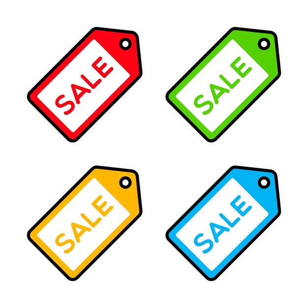 Premium Vector Colorful set of sale tags with outline