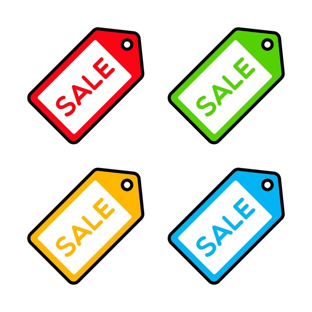 Colorful Set of Sale Tags With Outline