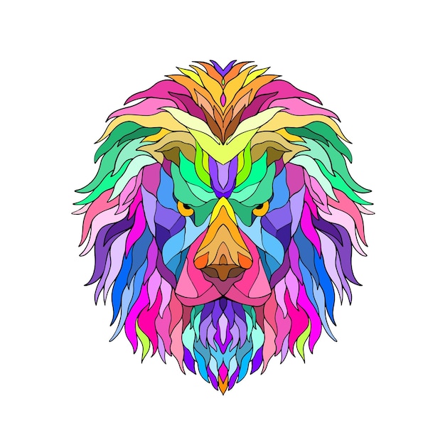 Vector colorful shape lion