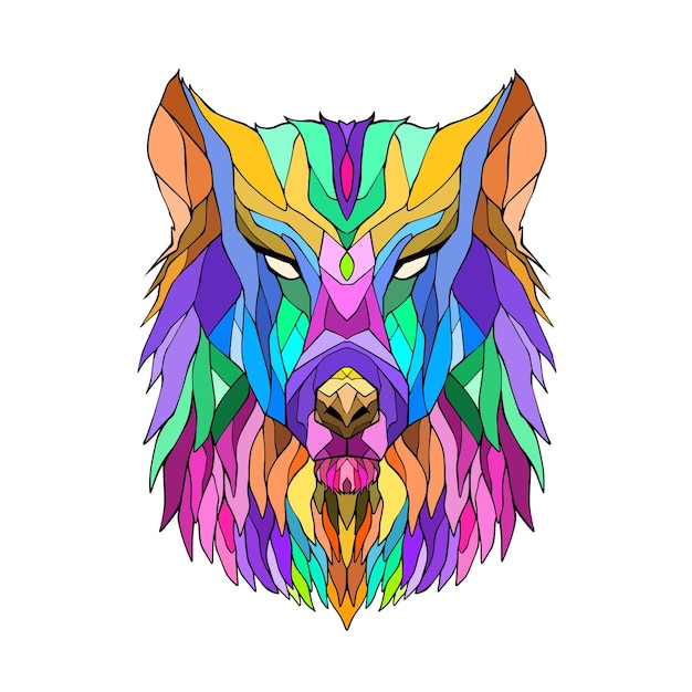 colorful shape wolf