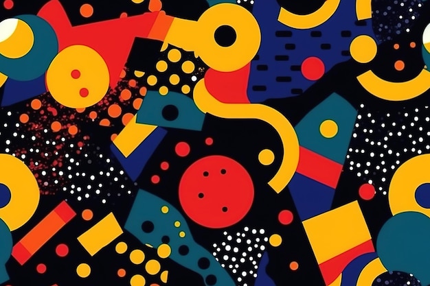 colorful shapes on a black background in the style of minimalist brush work stripes and shapes