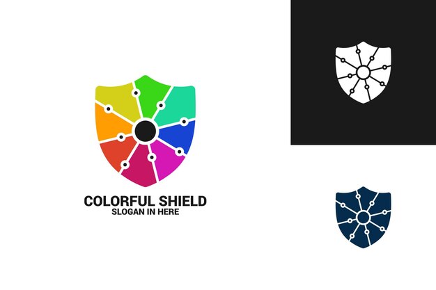 Disegno del modello di logo scudo colorato