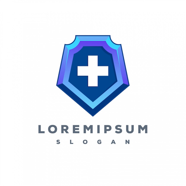 Colorful shield medical logo design ready to use