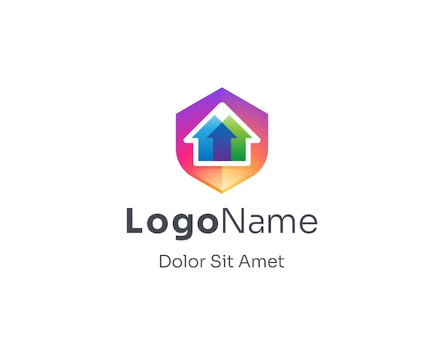 Scudo colorato con semplice logo della casa