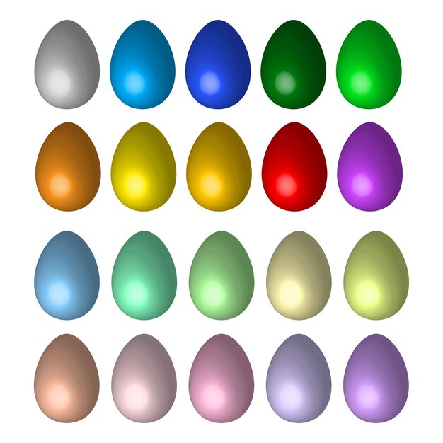 Colorful shiny eggs Spring decoration Painted template Vector illustration