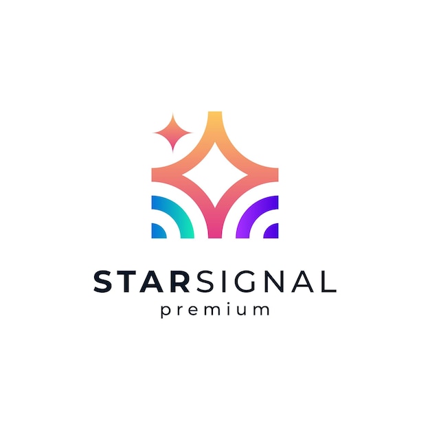 Vector colorful and shiny signal and star for connection and internet logo design