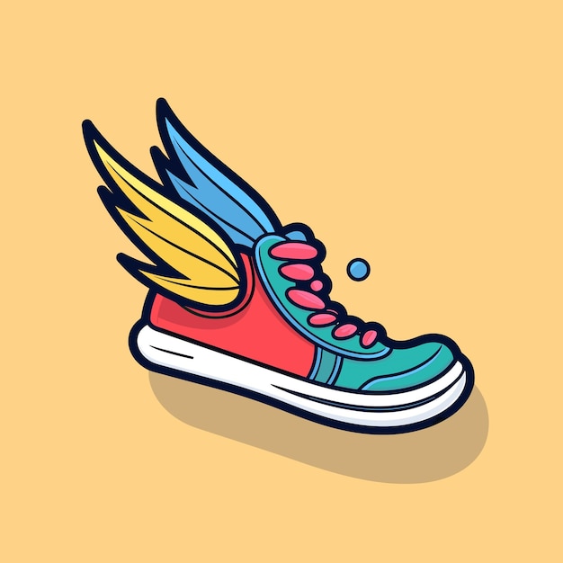 A colorful shoe with wings that has wings on it