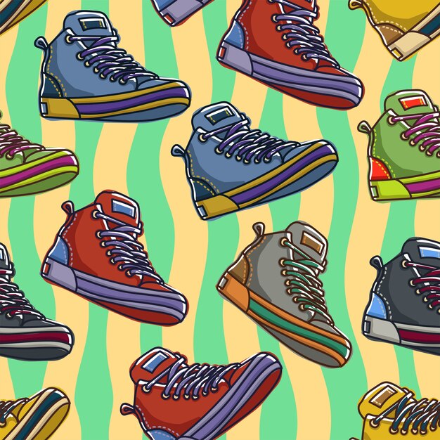 Colorful shoes seamless pattern