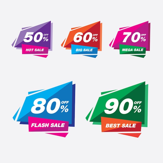 Colorful shop sale promotion advertisements vector set