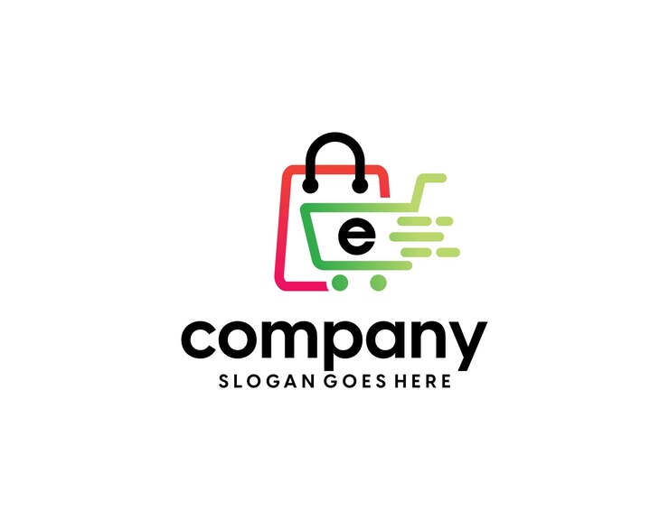 Colorful shopping logo with bag