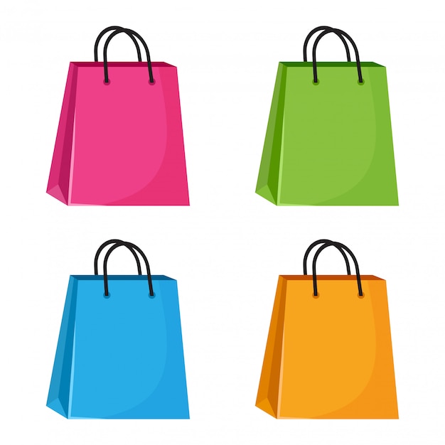 Vector colorful shopping paper bags.  illustration