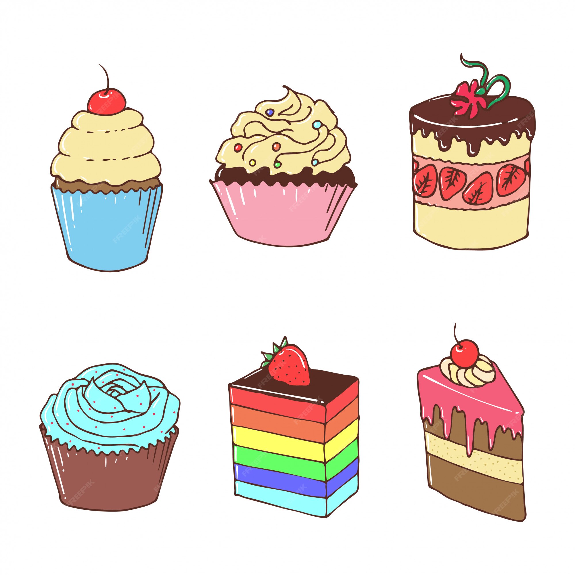 カップケーキ 手描きイラスト