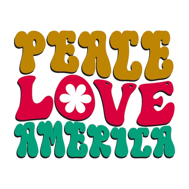 「peace love america」と書かれたカラフルな看板。