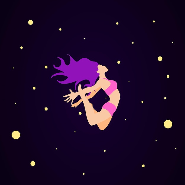 Colorful silhouette of a dancing girl Modern Dance Dancing is my passion Vector illustration