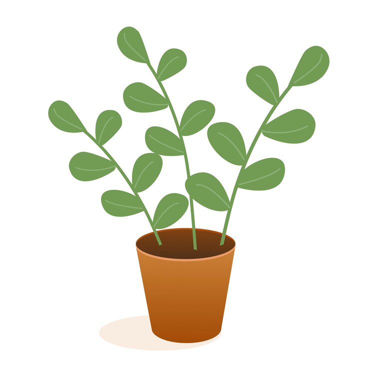 輪郭のない植木鉢の植物のカラフルなシルエット