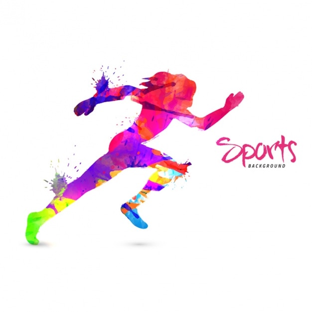 Vector colorful silhouette of runner