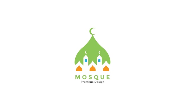 Colorful simple dome mosque flat logo vector icon symbol graphic design illustration