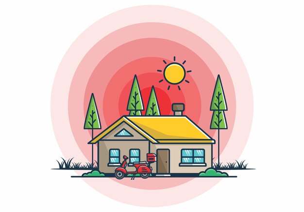 Vector colorful simple dream house flat illustration