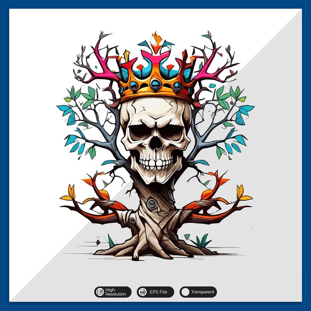 Vector colorful skull vector tshirt design