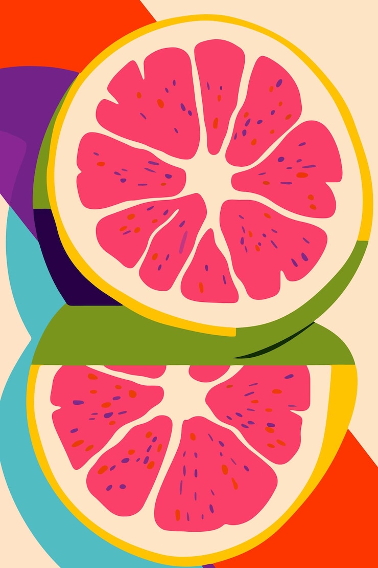 Vector colorful sliced citrus fruits illustration