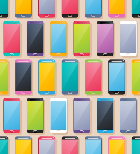 Vector colorful smartphones seamless pattern.