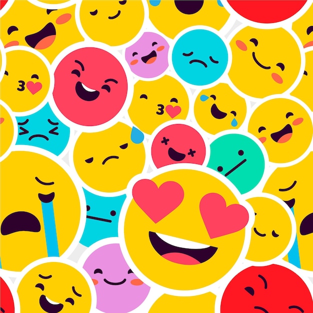 Colorful smile emoticons pattern