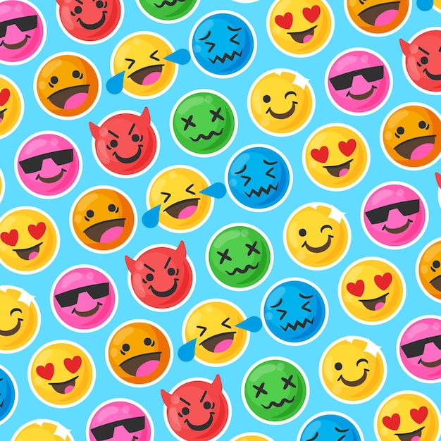 Colorful smile emoticons pattern