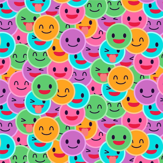 Colorful smile emoticons pattern