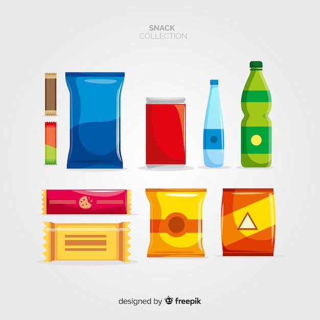 Vector colorful snack collection with flat design