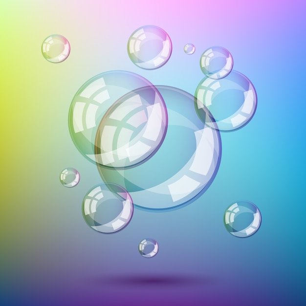 Colorful soap bubbles isolated