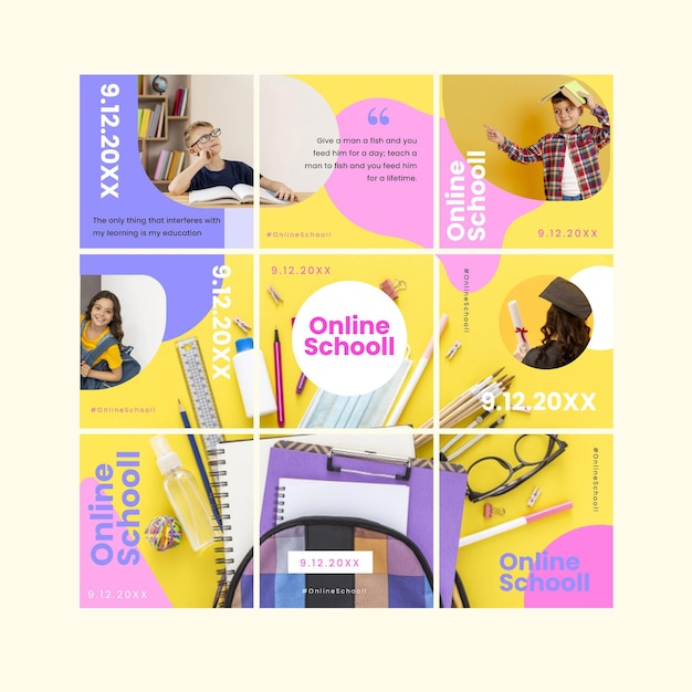 Colorful social media puzzle feed template