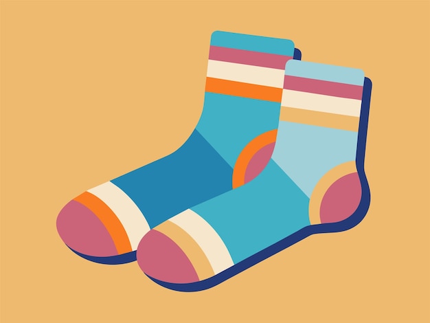Vector a colorful sock with a striped band on the bottom