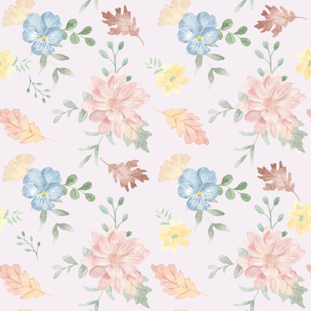 Colorful and Soft Watercolor Flower Seamless Pattern