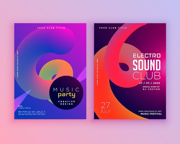 Colorful sound party flyer template