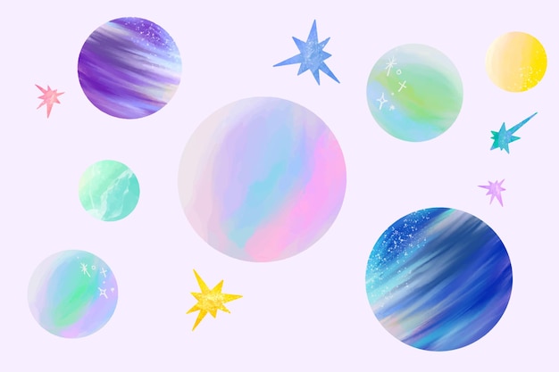 Colorful space planet and stars