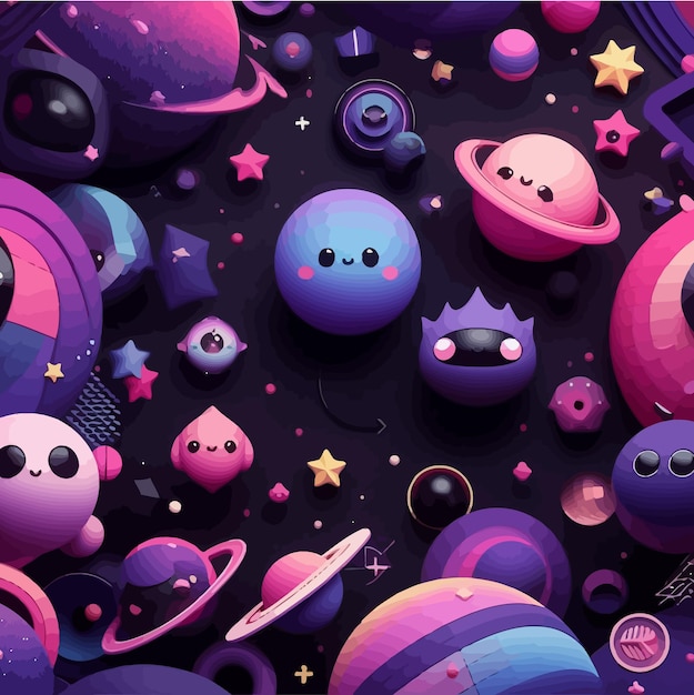 a colorful space with planets and stars and planets