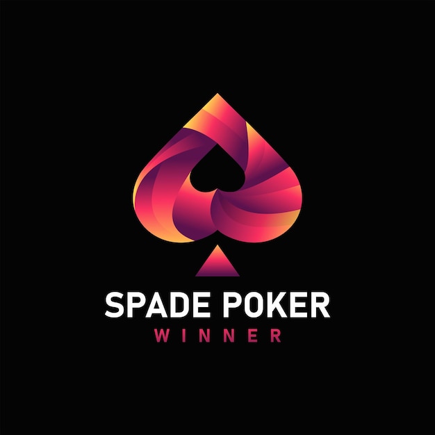 Красочная концепция дизайна логотипа Spade Poker.