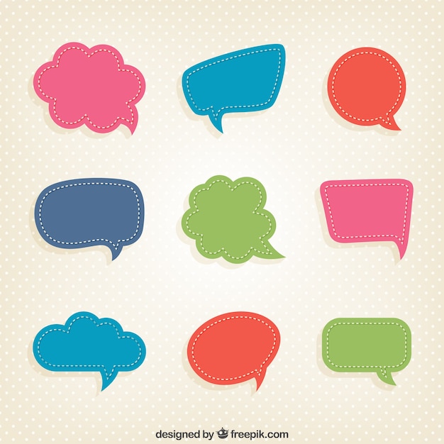 Colorful speech bubbles in cut-out style