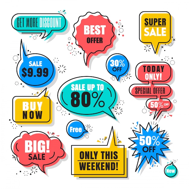 Colorful speech bubbles for sales tag