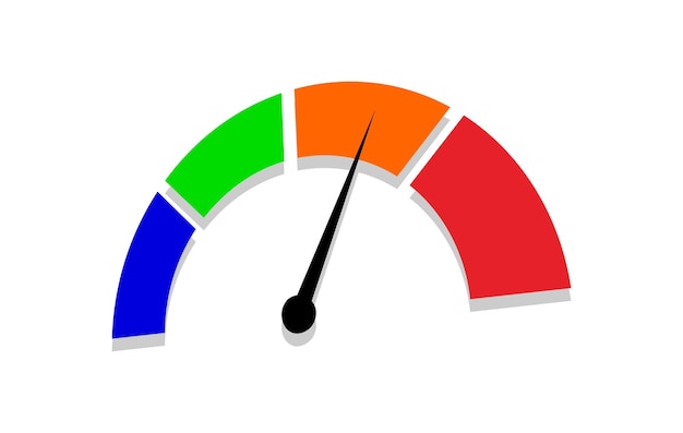 Colorful speedometer vector icon with perspective Speed indicator icon