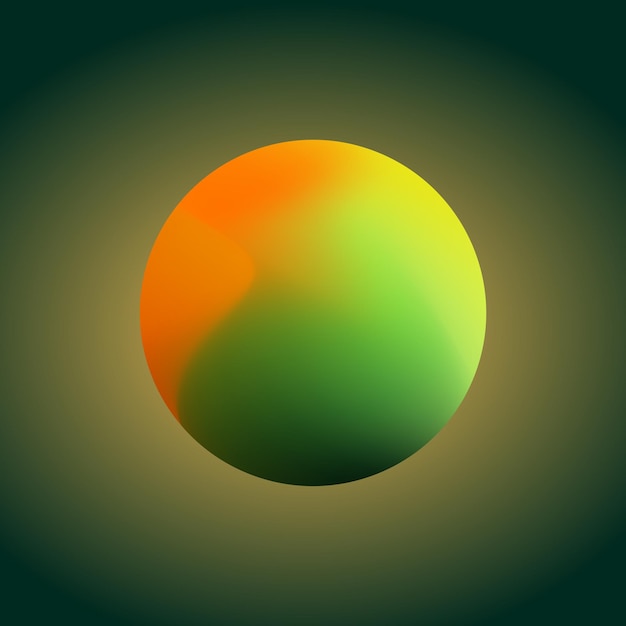 Colorful sphere gradient mesh vector illustration on dark green background modern stylized icon