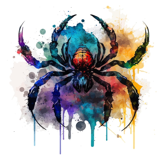 A colorful spider with a black spider on it