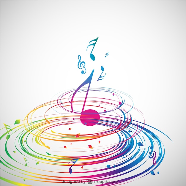 Vector colorful spiral and a music note in the middle