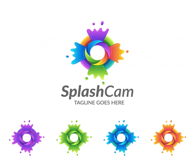 Splash colorato e design del logo della fotocamera