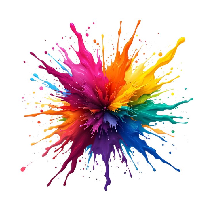 Vector a colorful splash of colored liquid is shown with a rainbow colored splash