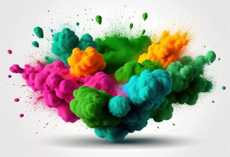 Vector a colorful splash of paint is shown with the word cloud in the middle