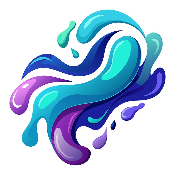 Vector a colorful splash of water is shown in purple and blue