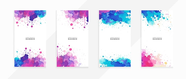 Vector colorful splashes and stains watercolor stain of pink with isolated scarlet spot background banners