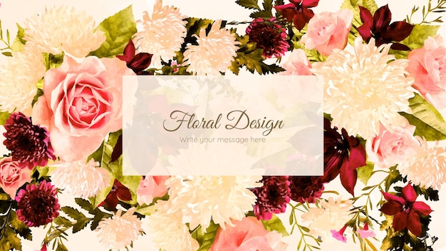 Colorful spring floral background template with elegant flowers